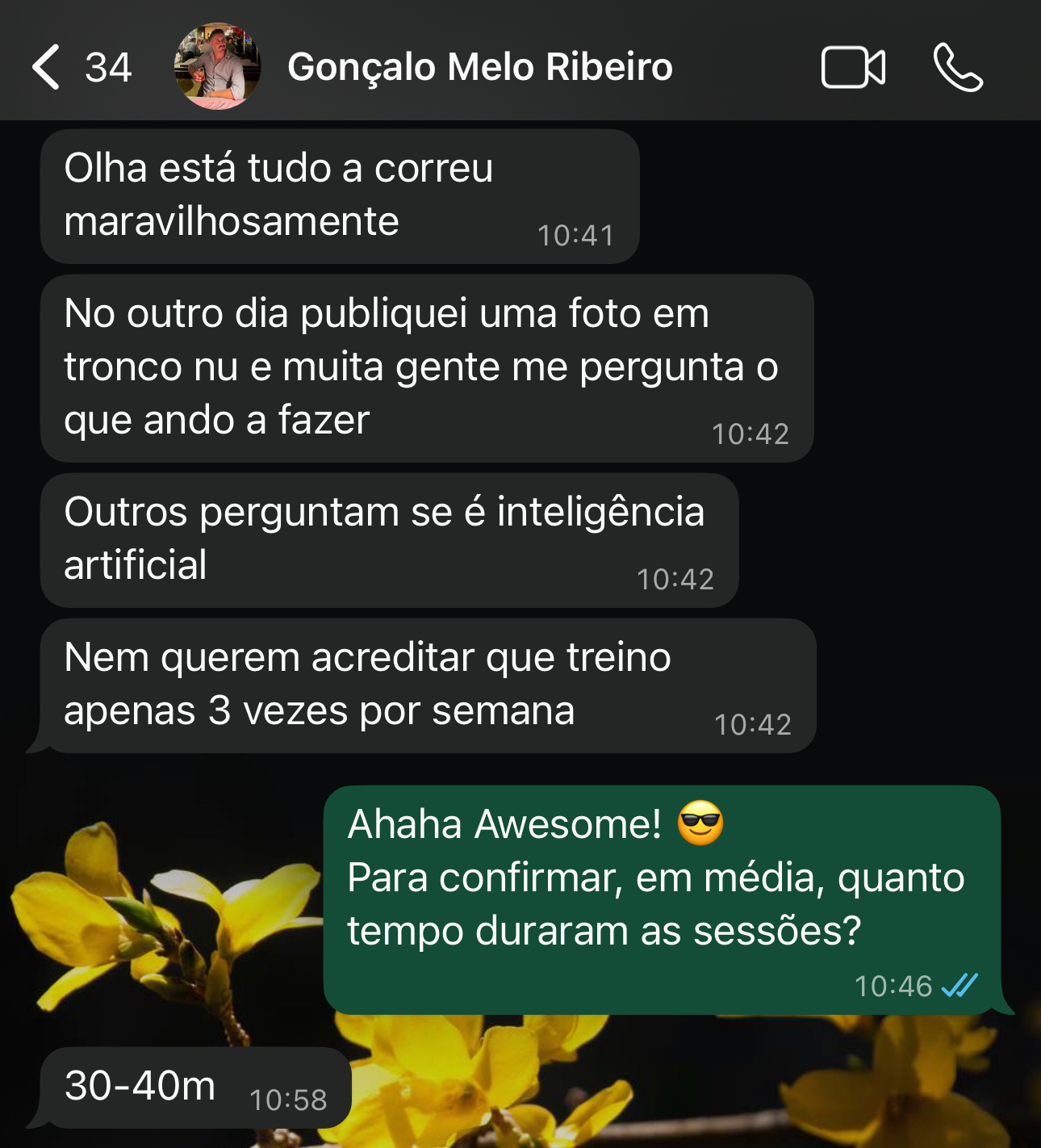 Mensagem do Gonçalo Melo Ribeiro sobre treinar 3 vezes por semana